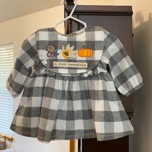 Mud Pie Holiday Dress w/REVERSIBLE Halloween/Thanksgiving Bib!! 3M